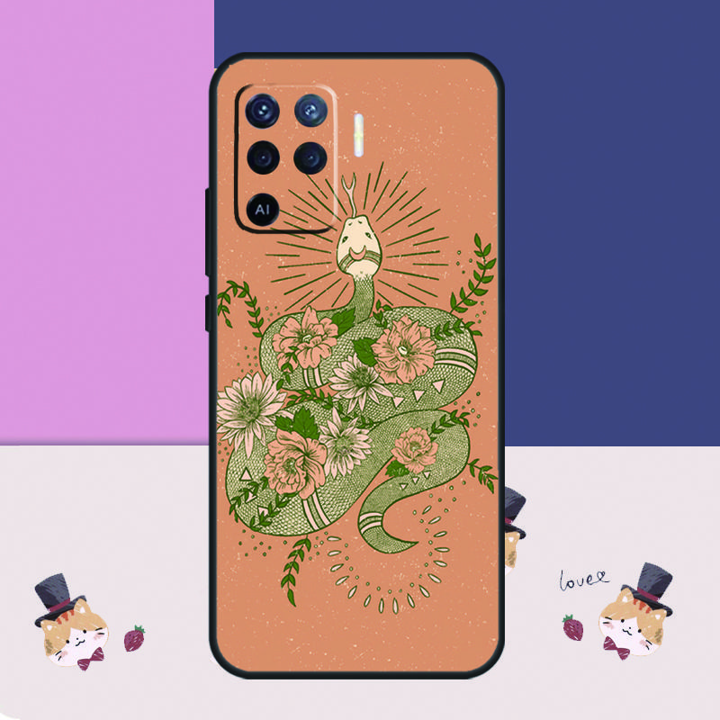 Snake Flower Case For Oppo A76 A96 A16 A60 A98 A58 A78 A18 A38 A80 A40 A77 A57 A17 A74 A54 A94 A15 A5 Pro