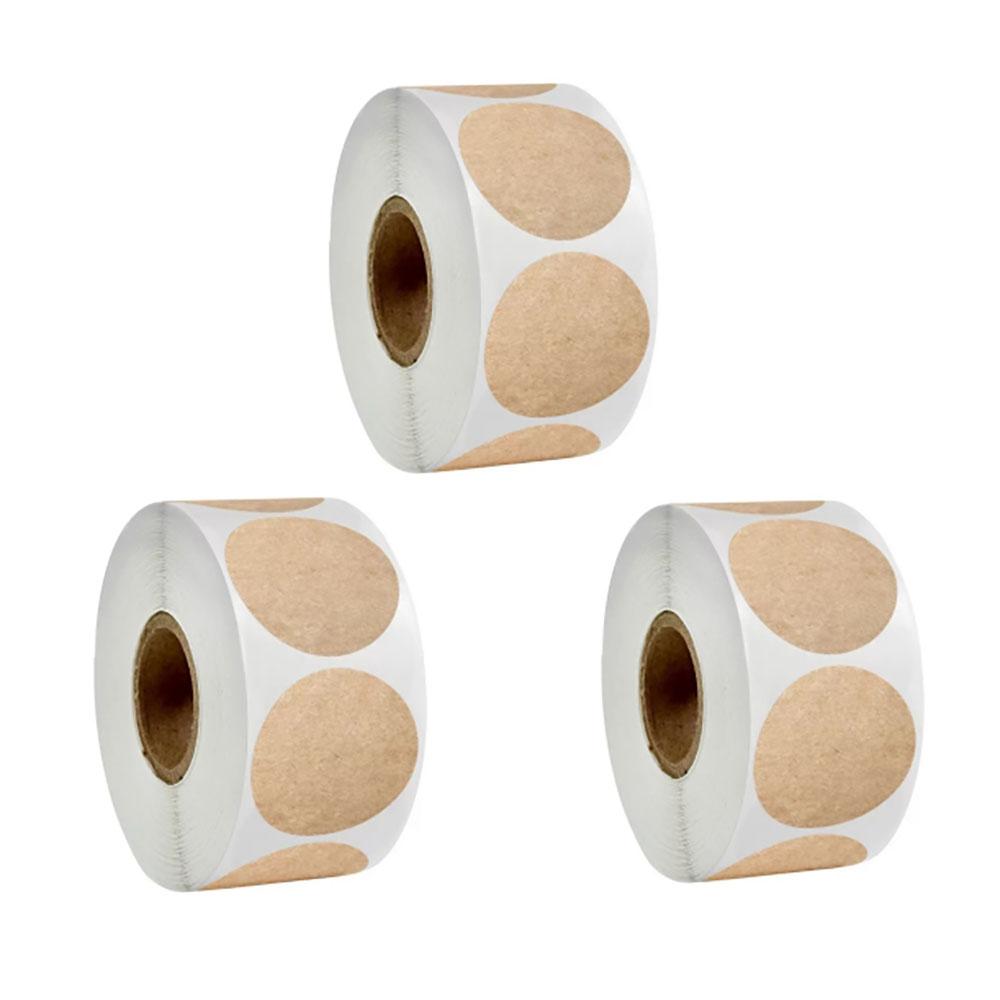 1/3/5Roll Kraft Round Paperblank Self-adhesive Sealing Gift Round Stickers Home Packaging Seal Labels Household Jar Bottle Label