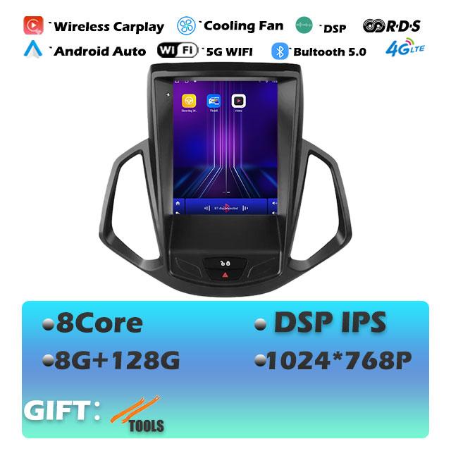 9.7 Lnch For Ford EcoSport 2013-2017 Android 14 Car Radio Auto Multimedia Player IPS Tesla Vertical GPS Carplay Stereo DVR