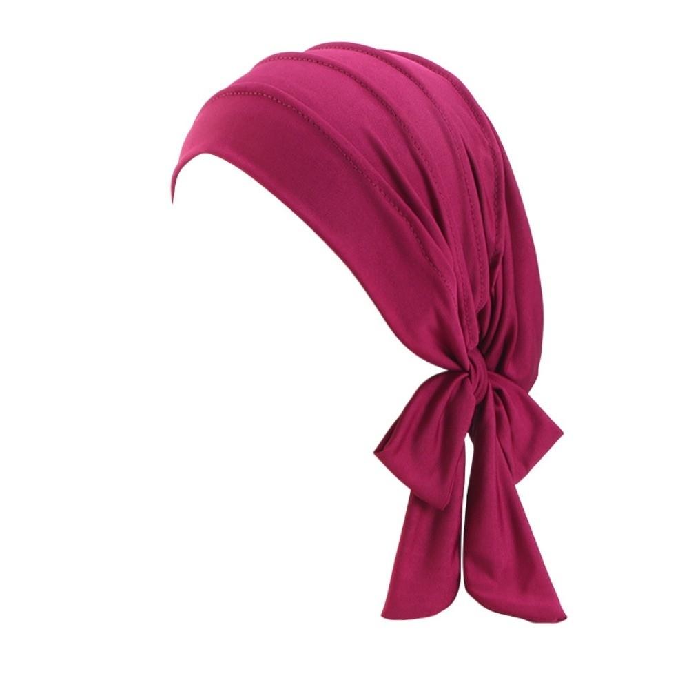 

Solid Color Headscarf Hat Breathable Inner Hat Lightweight Hijab Indian Tradition темно-рожевого кольору