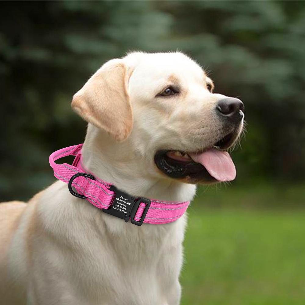 Personalized Military Tactical Dog Collar Durable Nylon Dog Training Collars Custom Pet Necklace With Handle For Large Dogs