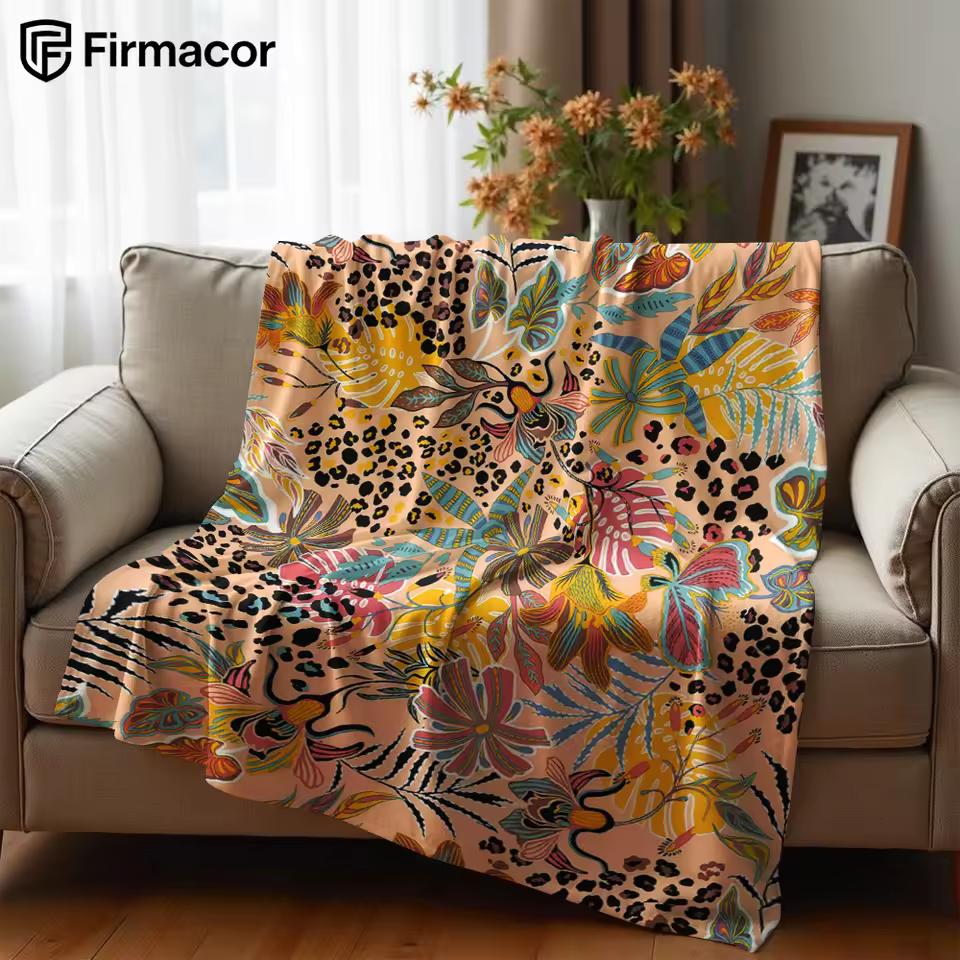 Tropical Leopard Ultra Soft Sherpa Fleece Blanket Fluffy Warm Halloween Cozy Throw for Sofa Couch Bedroom Gift All Season