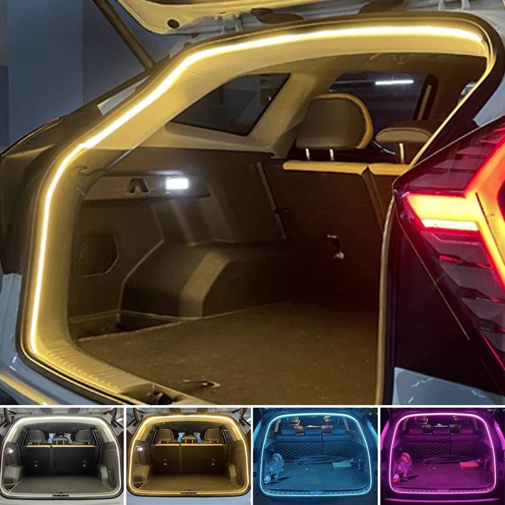 Car Trunk Led Light Strip Waterproof PVC Flexible Ambient Light Strip Automatic on/Off Hidden Installation Universal for Suv Mpv