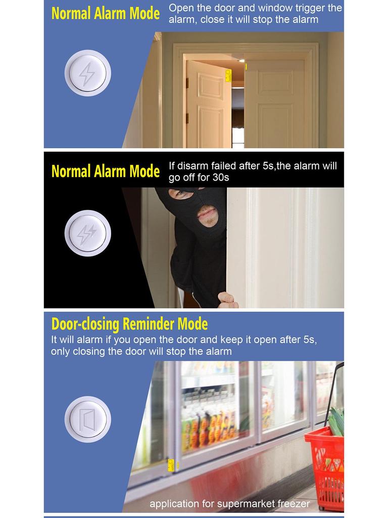 2-Pack Magnetic Door & Window Alarm: Anti-Theft & Open Door Reminder