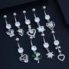 Butterfly Zircon Belly Button Rings Stainless Steel Heart Pendant Navel Piercing Barbell For Women Belly Ring Beach Jewelry