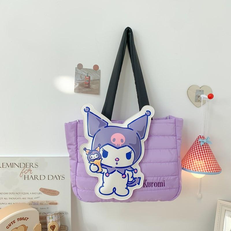 Fashion Cartoon Down Cloth Handbag Bag Four-color Shoulder Bag Cute Soft Cute Cat Tote Bag Large-capacity Bag
