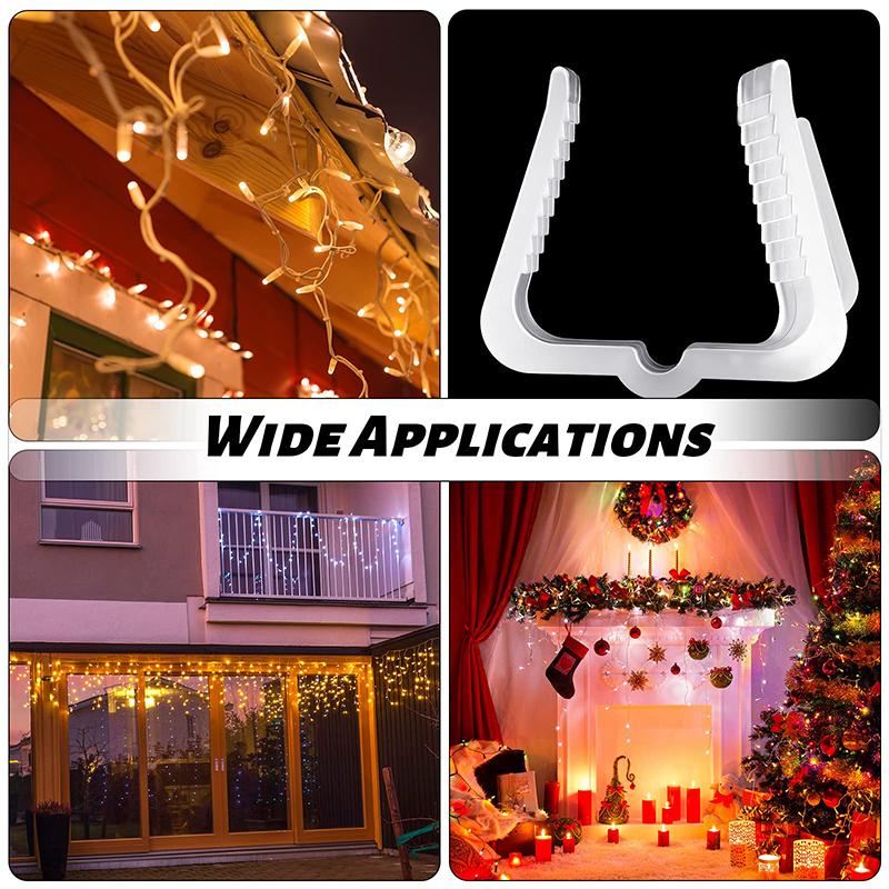 Christmas Light Hanger Hooks Plastic Light Clips 1 5/8 Inch Fascia Boards Clips Weatherproof Plastic Outdoor Holiday Light Clip