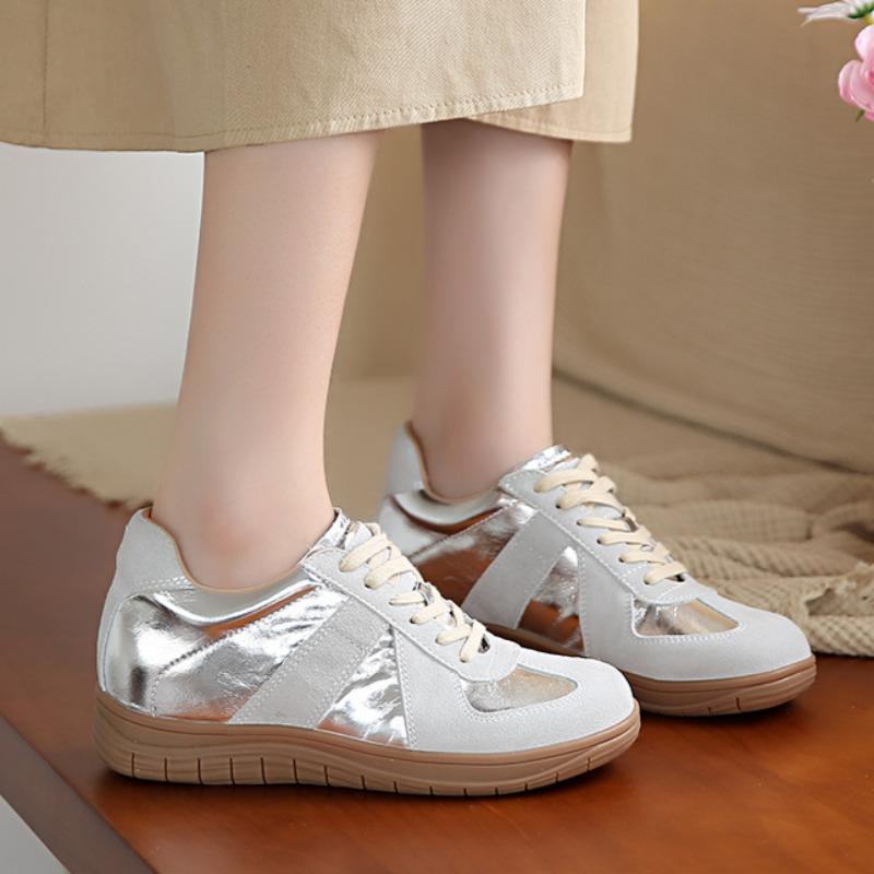 

2024 Новая Мода Бренд Женские Спортивные Кроссовки Трендовые Нескользящие На Низком Каблуке Удобные Для Ходьбы На Шнуровке Повседневные Спортивные Кроссовки 40 серебряный