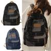 Student School Bag Denims Patched Backpack Girls Aesthetic Backpack Travel Bag Large Capacity Casual Daypacks