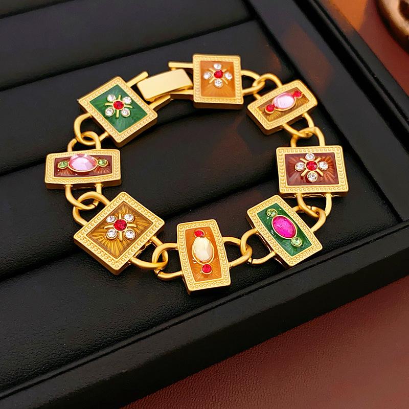 Pre-owned Vintage Retro Diamond-Encrusted Round Necklace & Clavicle Chain Set