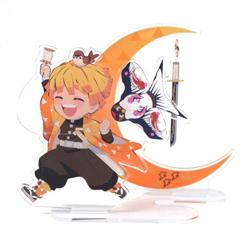 Demon Slayer Acrylic Stand Up Anime Cartoon Double Sided Backpack Pendant Agatsuma Zenitsu Kamado Nezuko Creative Accessories