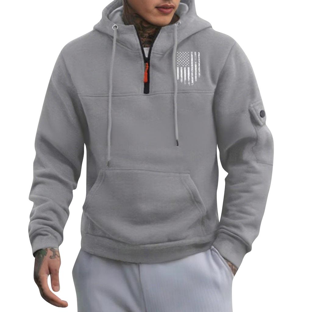 Men's Printed Sweatshirt Hoodie Zipper Arm Pocket Cardigan Men's Sports Large Size Casual Hoodie