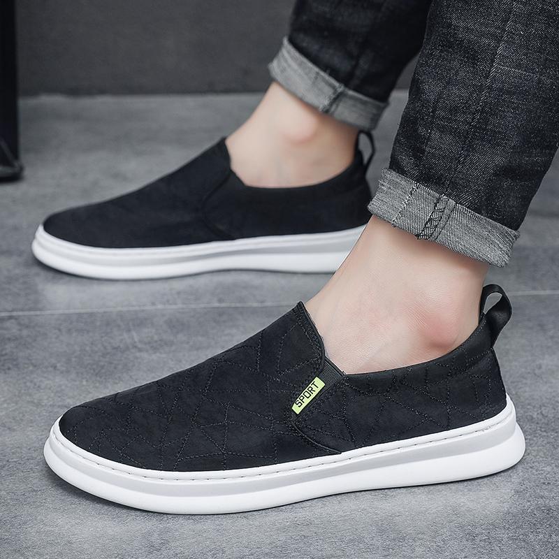 

Лето 2024 года, новые дышащие повседневные мужские туфли Step on Lazy Casual Low Top из ткани, тонкие и удобные мужские туфли 39 чёрный