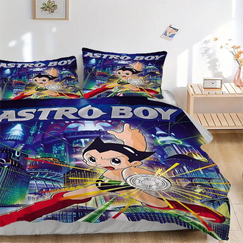 Astro Boy Print 3Pcs Bedding Set,Duvet Cover with 2 Bedro,Pillowcase Home Birthday Gift