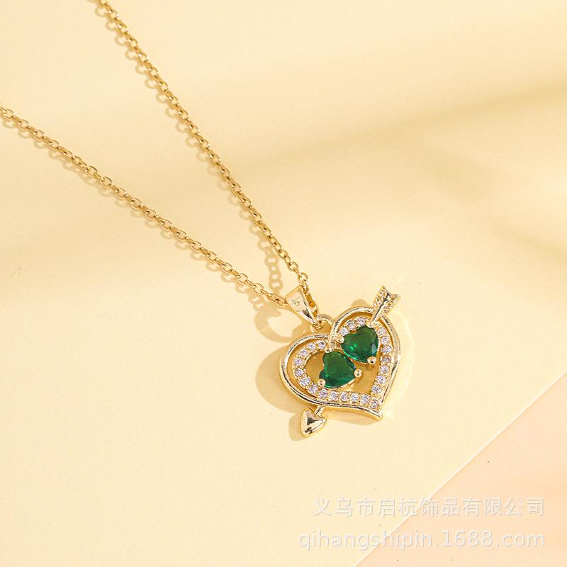 One Arrow Through The Heart Necklace Women'S Simple Trend Personality Versatile Shining Zircon Accessories