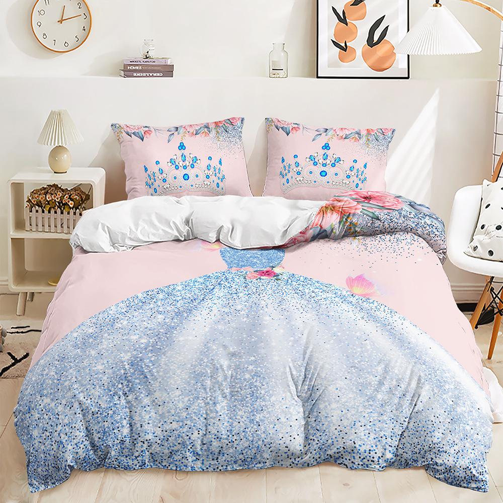 

Quilt Cover Three-Piece Children S Cartoon Bear Astronaut Digital Printing Kit Bedding 135 * 200 (two-piece set) (90g)