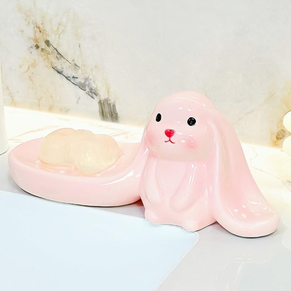 Cute Rabbit Soap Dish Soap Box Bathroom Decor Organizer Long Eared Rabbit Soap Holder  Kitchen