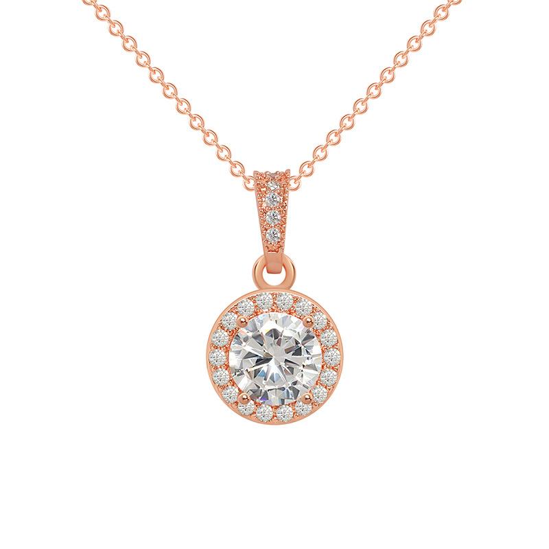 Round Diamond Pendant Necklace, High-end Design Full of Diamond Sunflower Zircon Round Ring Necklace.