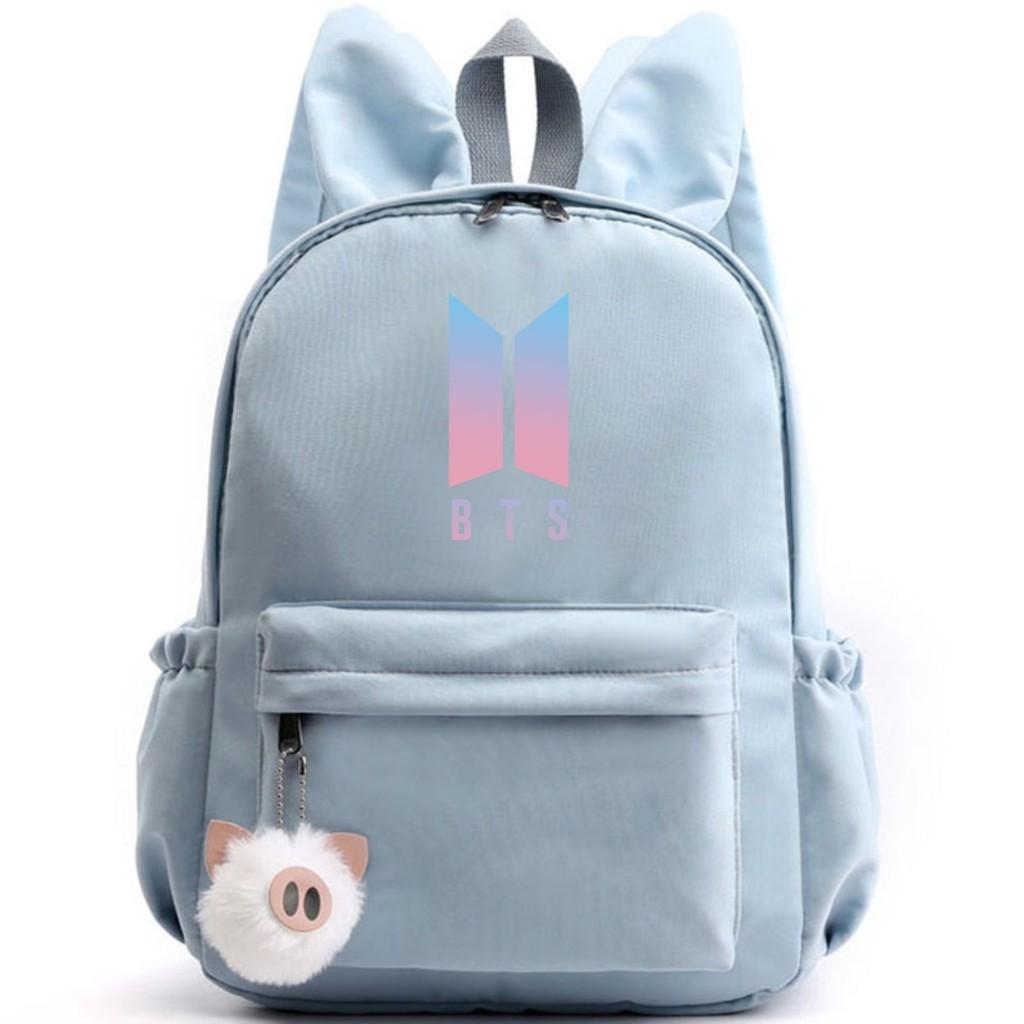 Bunny Kpop Bts Rabbit Ears Backpack Girls School Bags V With Piggy Pendant Plush