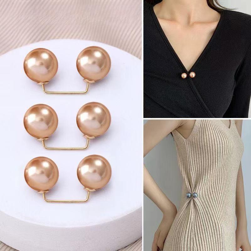 3pcs Pearl Clothing Anti-exposure Brooch Waist Buckle Simple Invisible Clothes Fixed Pin Joker Decorative Pin. Gold Safety Pin
