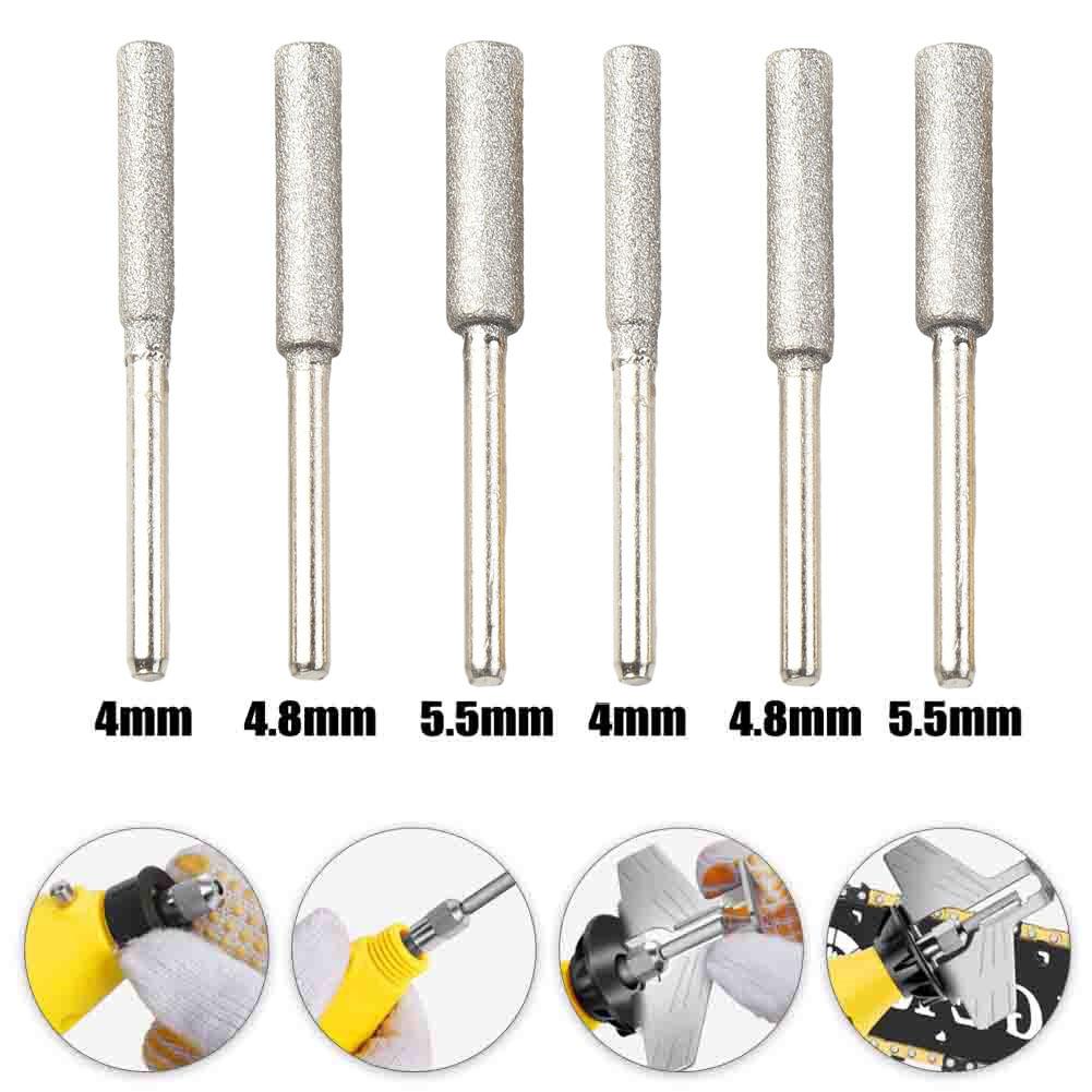 6pcs Silver Chainsaw Sharpeners 4mm 4.8mm 5.5mm Burr Chainsaw Head For Sharpening Polishing Engraving Grinding Tool