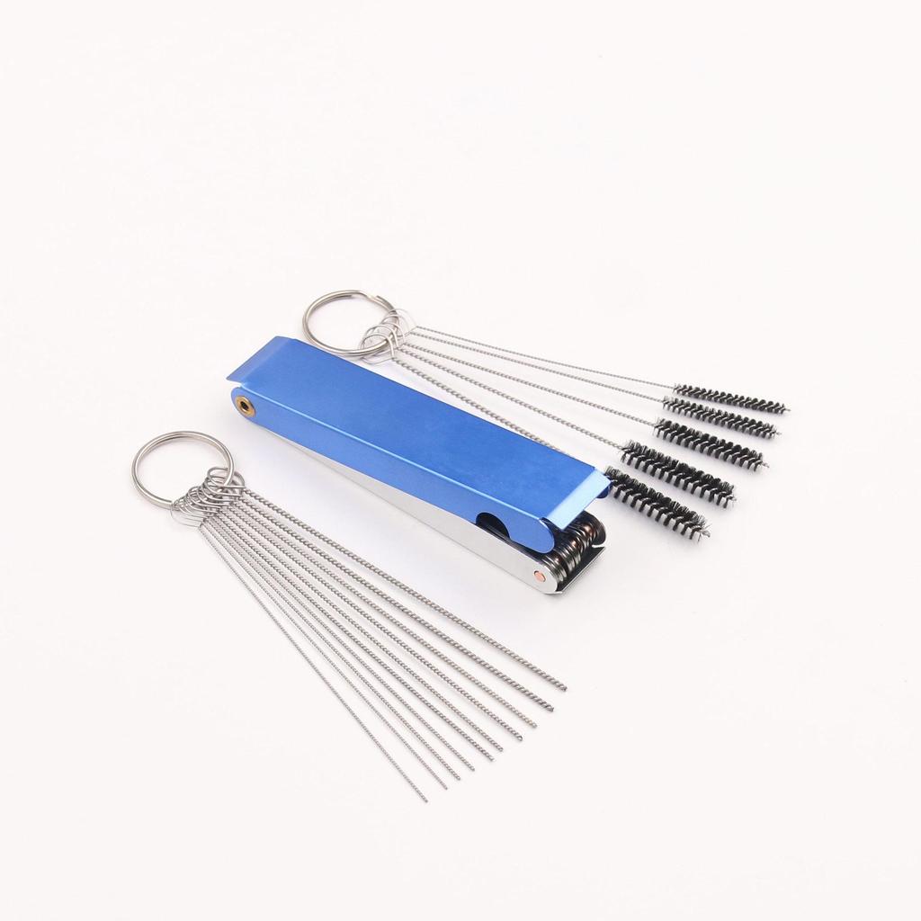 Set di 15 spazzole per la pulizia del getto del carburatore con ugelli per la pulizia della pistola a spruzzo - Aghi in acciaio inossidabile e spazzole in nylon