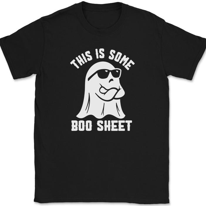 

This Is Boo Sheet T-Shirt Funny Halloween Ghost Costume Bull Sh-t Tee L
