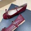 Fashion Flat Shoes for Women's Spring Autumn Square Toe Bow Mary Jane Shoes Women's Patent Leather Casual Women's Shoes Large Size 43 44