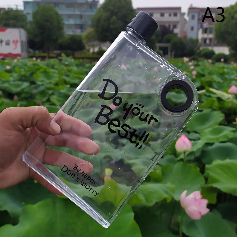 380Ml Transparent Flat Water Bottle Travel Bicycle Drinking Juice Cup Reusable Portable Plastic Bottles Bpa Free Sport Bottle