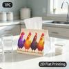 1pc Tissue Box, Cartoon Style Colorful Chickens Playful Pattern, 2D Flat Printing, Lightweight, Built To Last, Napkin Dispenser, for Social Clubs