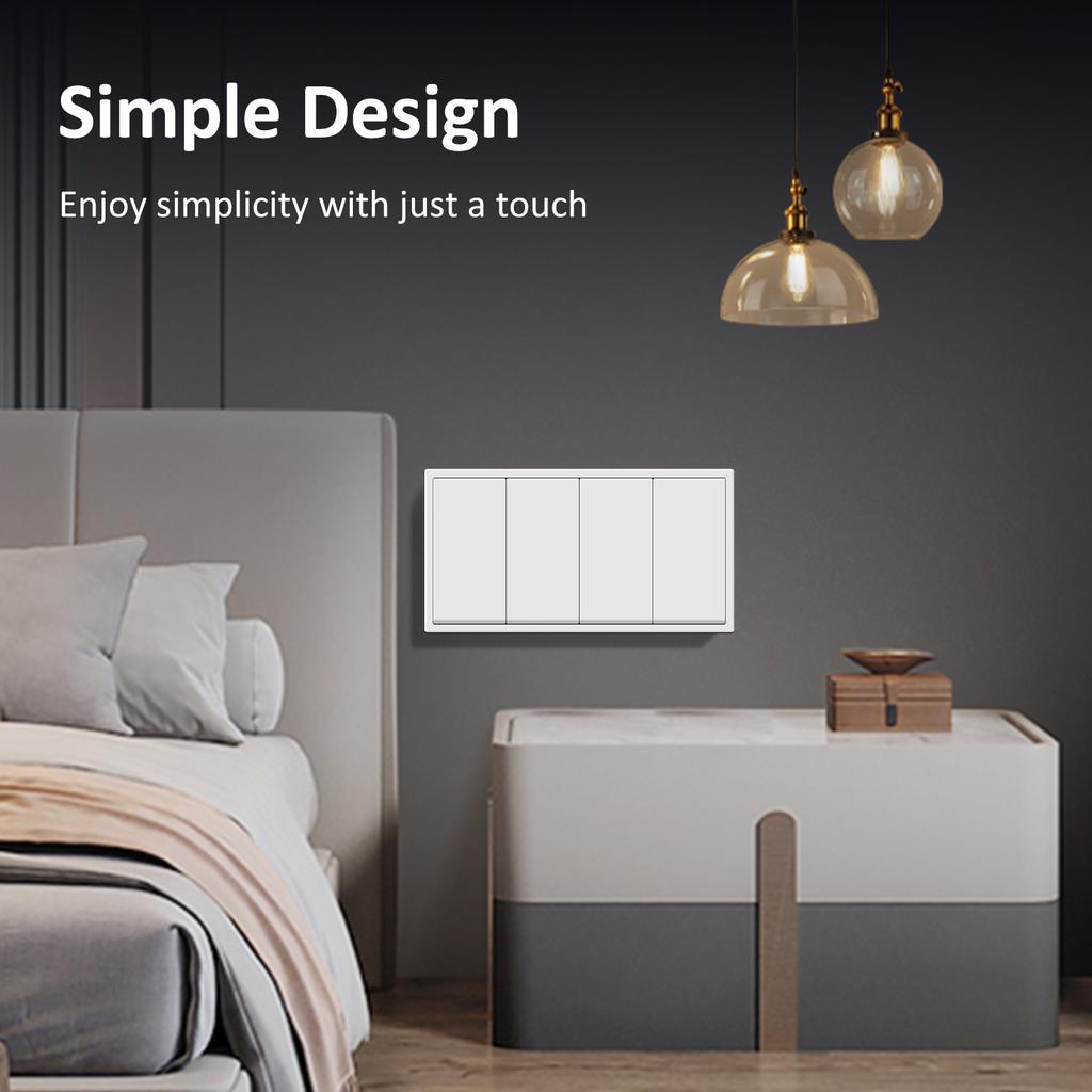 BSEED EU Large Button Wall Switches 1/2Gang 1Way Wall Power Sockets Dual USB Phone Charge Port 5V White Home E-Series