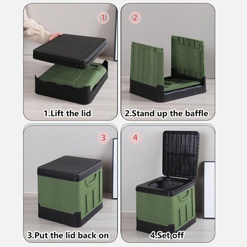 Multifunctional Outdoor Storage Box Collapsible Toilet Portable Emergency Toilet Camping Travel Car Use Folding Organizer