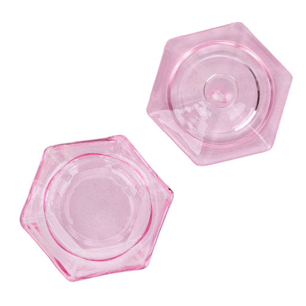 Glass Shot Glass With Lid for Liquid, Cleaner, Henna Pink