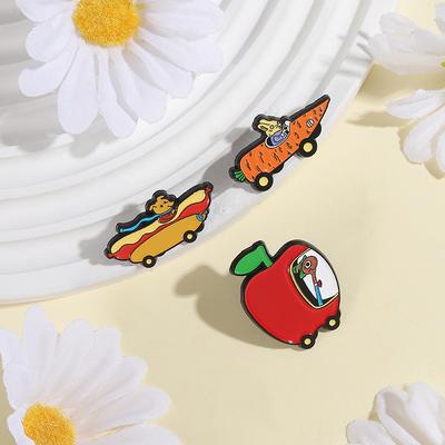 Lowly Worm Enamel Pins Custom Cartoon Animation Brooches Lapel Badges Clothes Animal Jewelry Gift for Kids Friends
