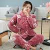 Pajamas women's three-layer thickened and cute winter can wear large-size warm padded loungewear