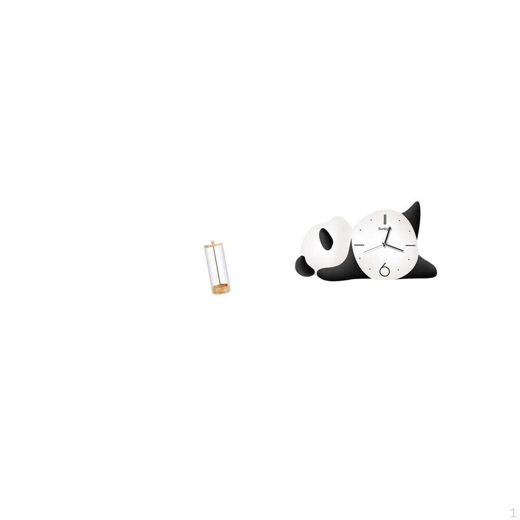 Transparent Straw Organizer And Panda Shape Wall Clock Practical Reusable Holder for Counter Makeup