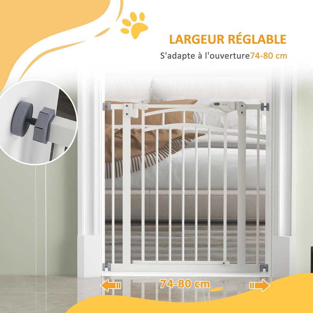 Pressure Fit Stair Gate, Dog Gate W/ Auto Closing Door, for Small, Medium Dog, Easy Installation, for 74-80cm Opening