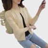 Women's Slim Round Neck Knitted Cardigan - Lightweight, Solid Color Sweater for Spring and Autumn