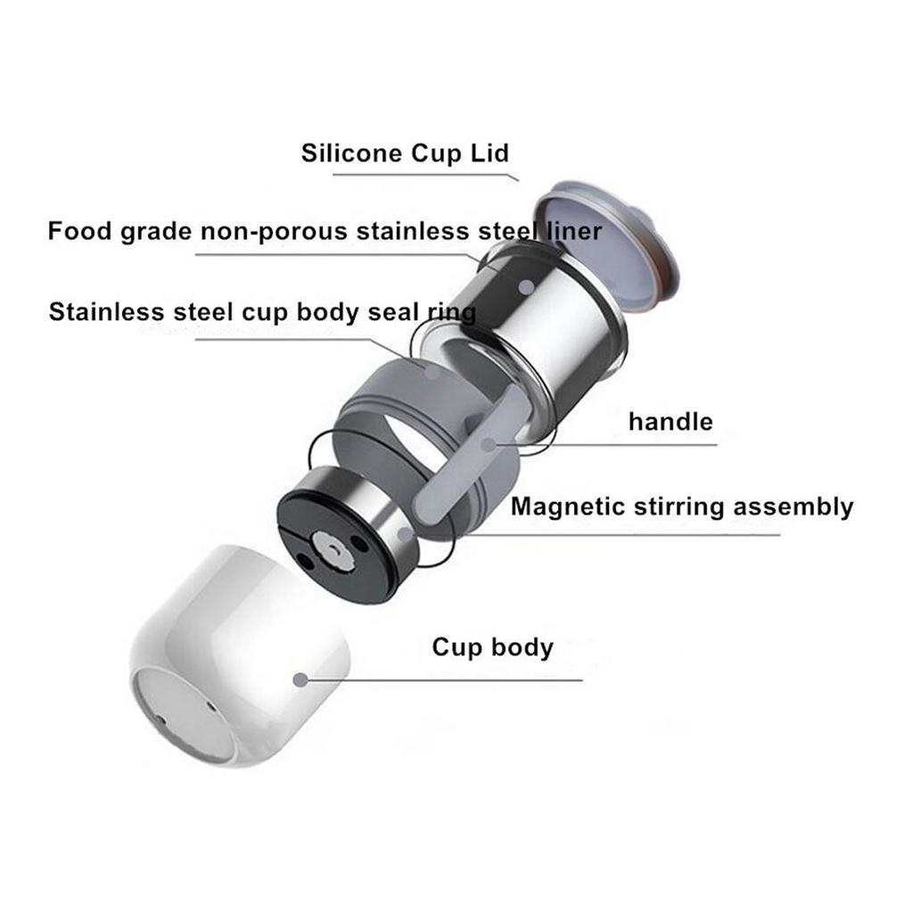 300mL Self Stirring Mug with Lid Thermal Induction Stirring Coffee Cup Electric Stainless Steel Self Mixing Coffee Cup for Coffee Milk Cocoa Hot