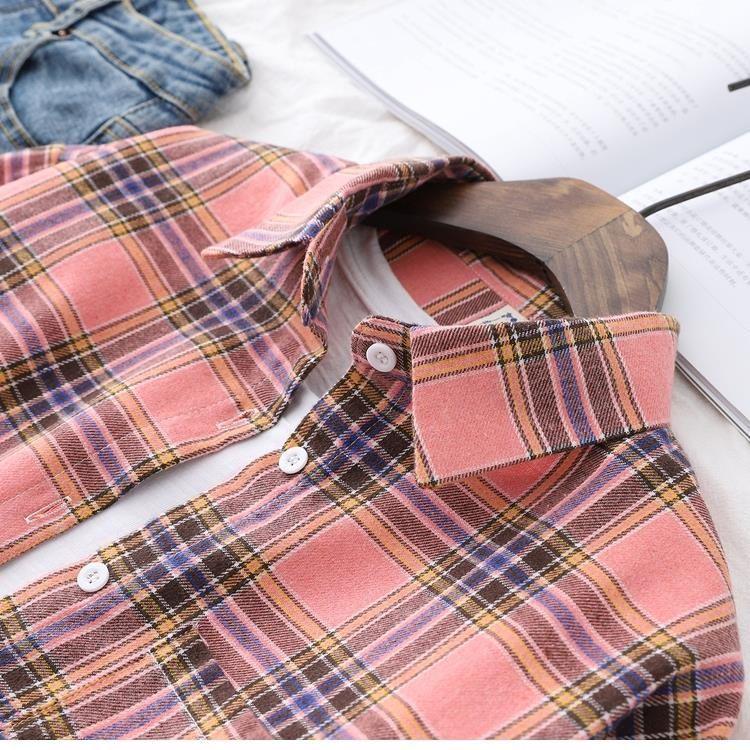 2025 Women's Plaid Shirt Jacket: Stylish Loose Long Sleeve Outerwear for Autumn & Winter
