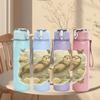 1PC Floral Floating Otter 750ml Color Plastic Sports Water Bottle Leakproof Flip Straw Lid Suitable for Sports Office Home Use