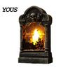 Table Bookshelf Decoration Tombstone Candle Lantern, LED Lighted Spooky Graveyard Lamp, Halloween Haunted House Props Small Night Light for