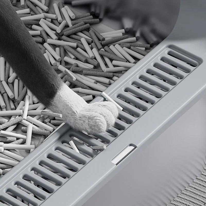 Katzenklo aus Edelstahl mit großer Kapazität, halb geschlossen, Katzentoilette mit erhöhtem Rand, spritzwassergeschütztes Katzenklo, Haustierbedarf