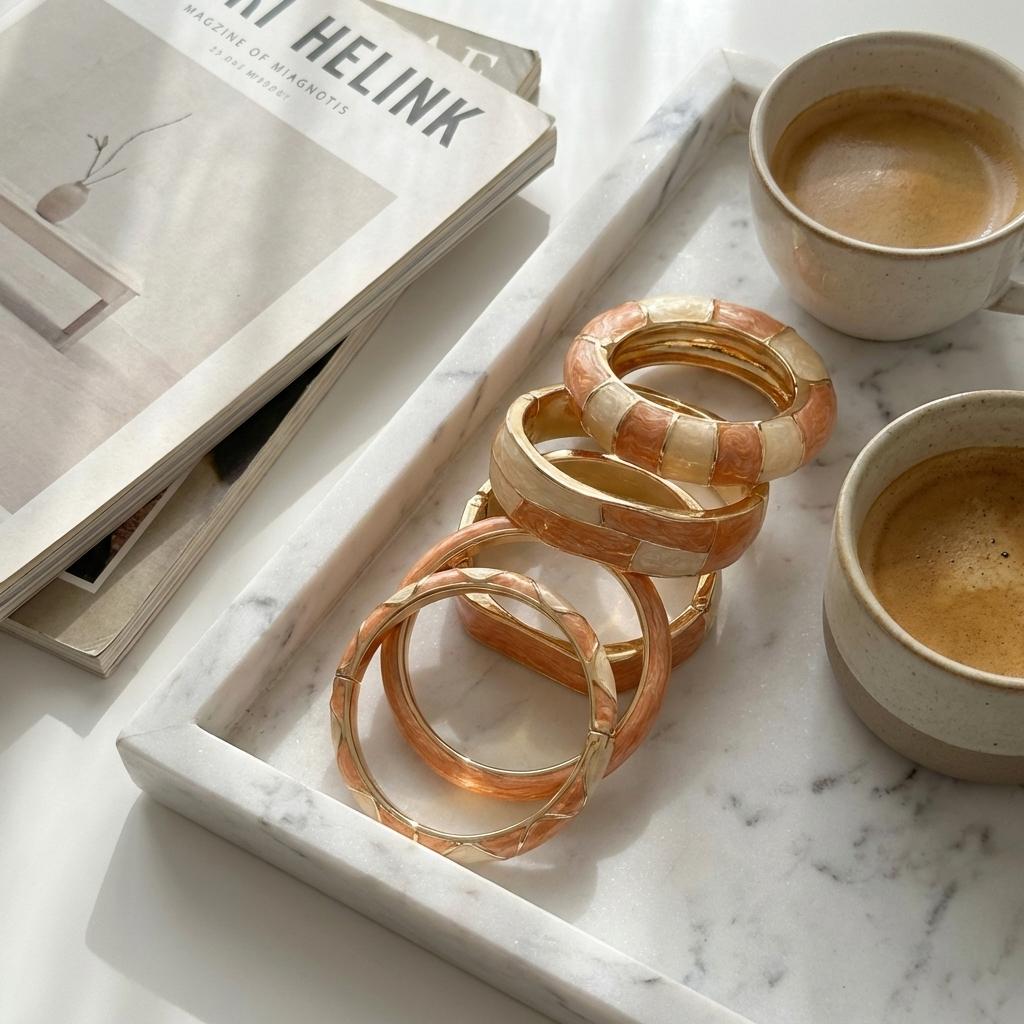 Vintage Enamel Irregular Geometic Bangles for Women Elegant Chunky Wrist Bracelets Vacation Stacked Unique Jewelry Gift