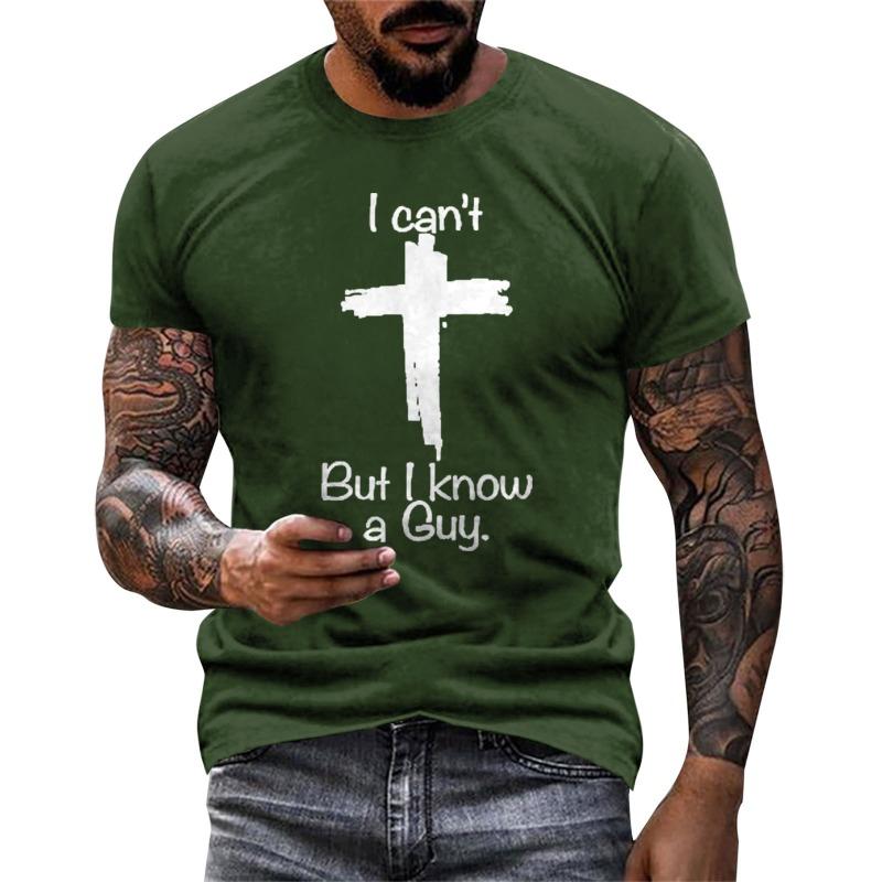 Letní pánské tričko s 3D potiskem písmen, s kulatým výstřihem a krátkým rukávem