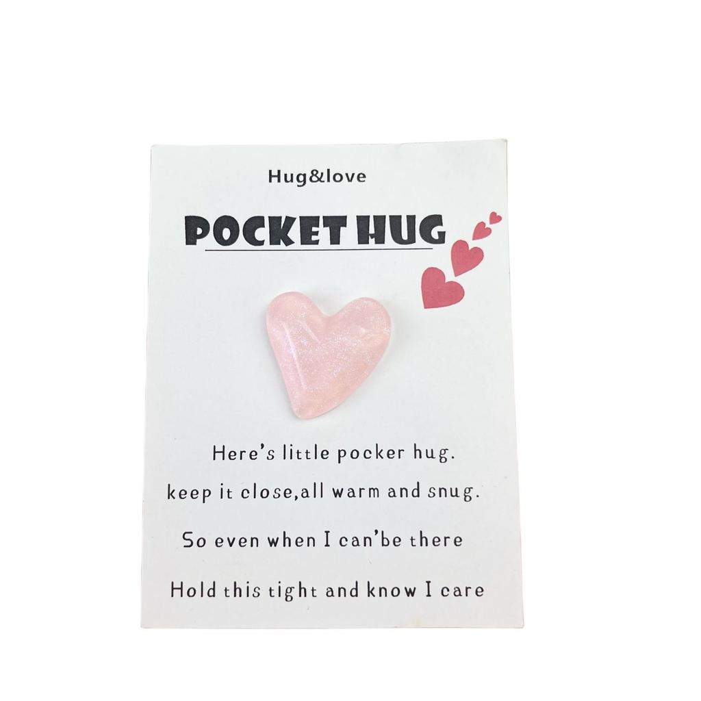 Cute Resin Colored Floral Heart Shaped Pocket Blessing Card