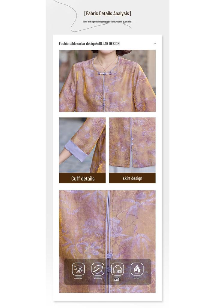 2026 New Arrival: Chinese-Inspired Spring/Summer Shirt for Middle-Aged & Elderly Women, Three-Quarter Sleeves