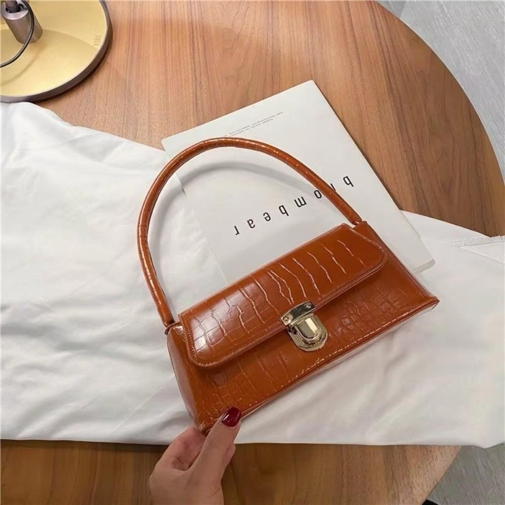 New Solid Color Women's Underarm Shoulder Bag Luxury Design Versatile Ladies Handbag Purse Stone Patterned Crossbody Bags