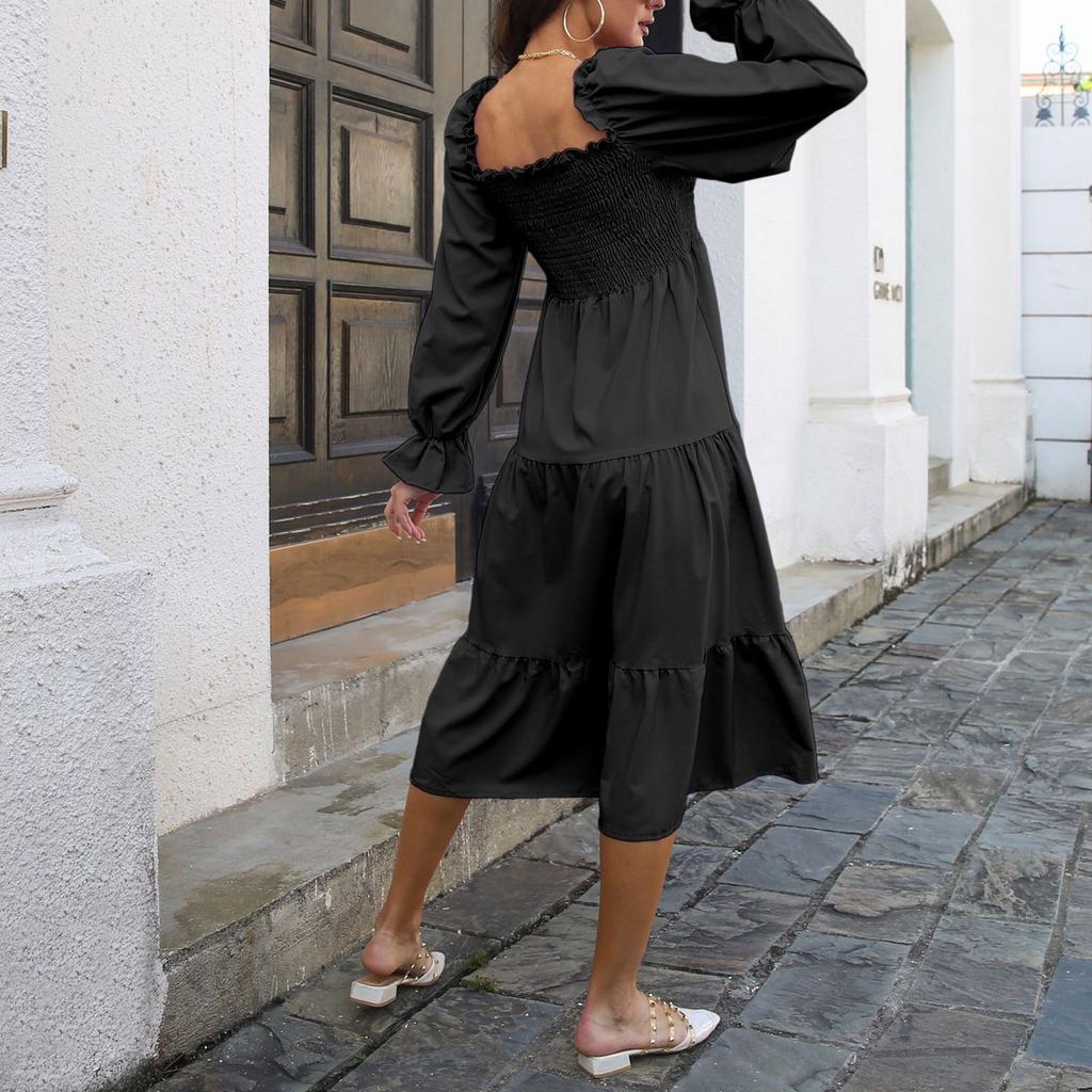 Kvinners Fasjonable Uformelle Sexy Sexy Komfortabel Kul Pustende Ensfarge Slank høy midje kjole