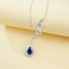 S925 Sterling Silver Snake-Shaped Necklace with Sapphire Water Drop and Diamond Twist Chain for Luxurious Evening Gowns
